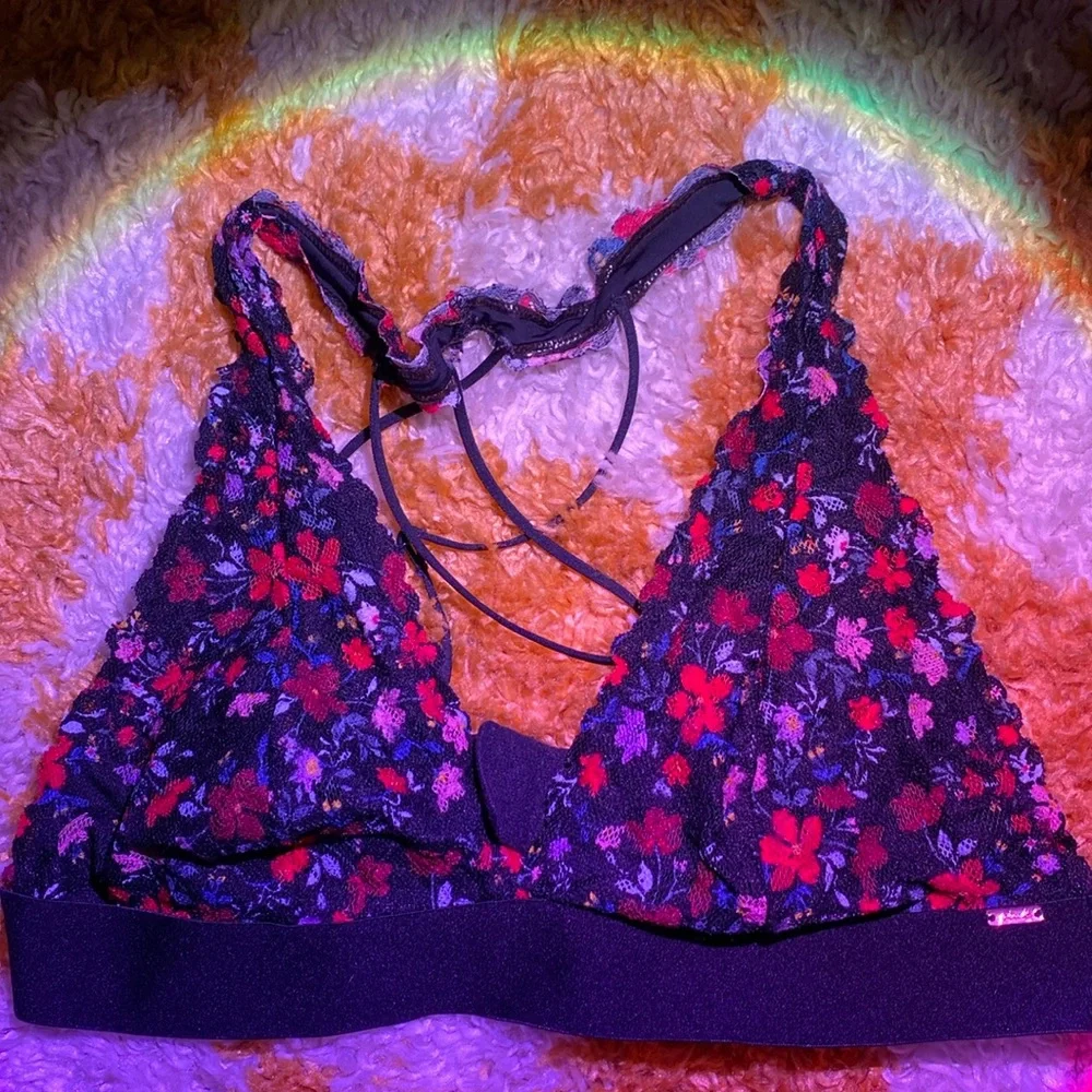 PINK VS Lace Halter Top in Black - Picture 1 of 5